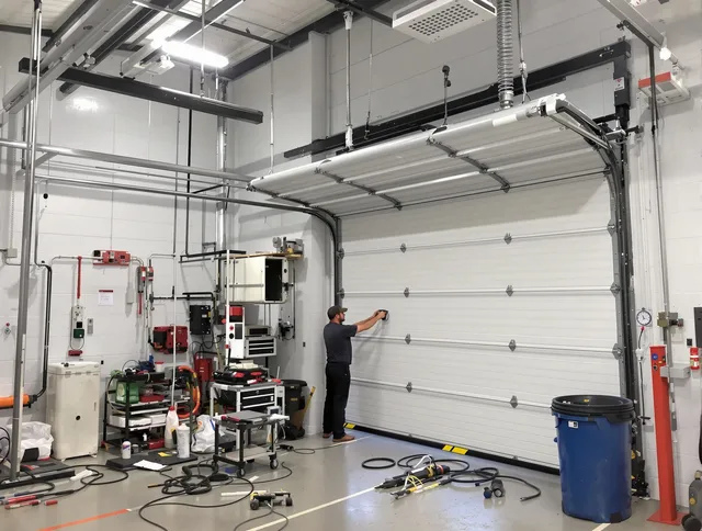 Fairhaven Garage Door Repair certified technician performing commercial door repair at a Fairhaven business facility